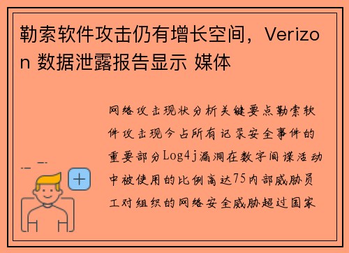 勒索软件攻击仍有增长空间,Verizon 数据泄露报告显示 媒体 勒索软件攻击仍有增长空间,Verizon 数据泄露报告显示 媒体